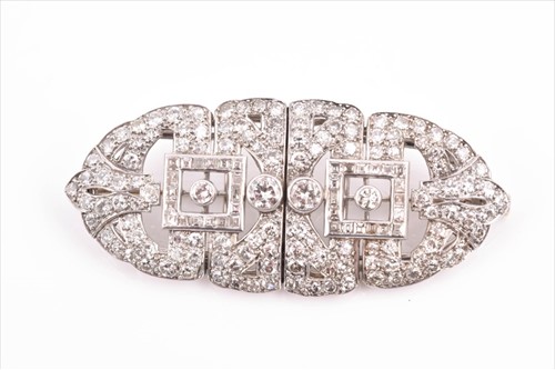 Lot 591 - A 20th century Art Deco style diamond brooch...