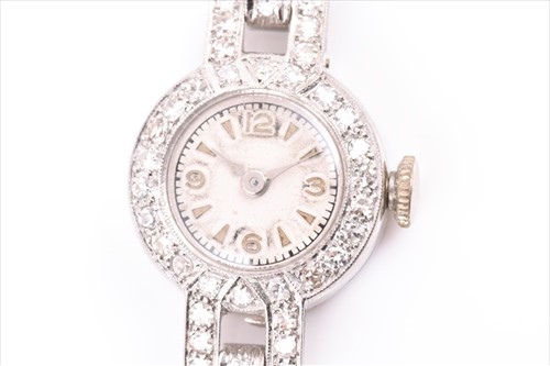 Lot 590 - An Art Deco diamond ladies cocktail watch the...