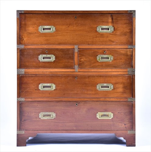 Lot 5 - A Victorian style mahogany campaign chest the...