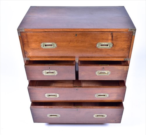 Lot 5 - A Victorian style mahogany campaign chest the...