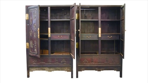 Lot 147 - A pair of early 20th century Chinese hardwood...