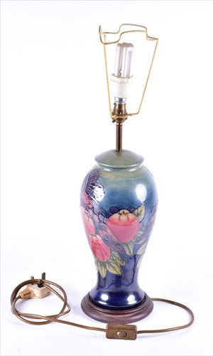 Lot 191 - A Moorcroft baluster table lamp in the...