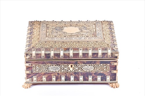 Lot 232 - A 19th century Anglo-Indian jewellery box with...