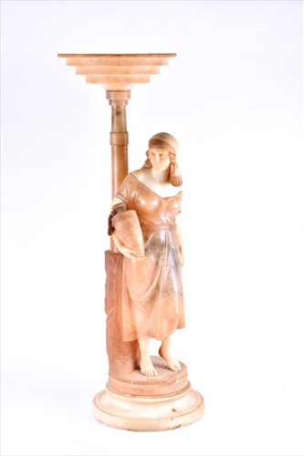 Lot 299 - A large 1930s Art Deco alabaster figural lamp...