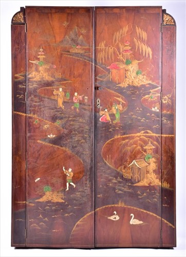 Lot 141 - An early 20th century Chinese lacquer two-door...