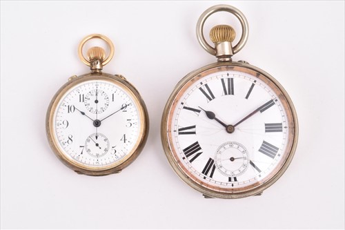 Lot 410 - An early 20th century silver gilt chronograph...