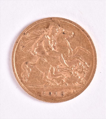 Lot 360 - An Edwardian half sovereign dated 1910.