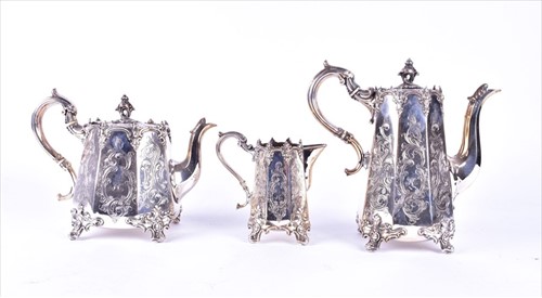 Lot 485 - A Victorian style silver-plated three-piece...