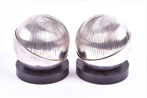 Lot 468 - A pair of modernist silver cruet sets...