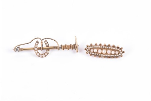 Lot 578 - A Victorian yellow metal, seed pearl and coral...