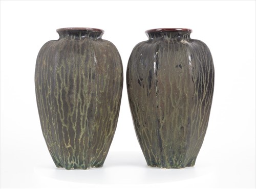 Lot 227 - A pair of large Martin Brothers stoneware...