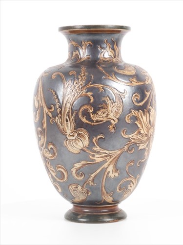Lot 210 - A Martin Brothers earthenware vase of baluster...