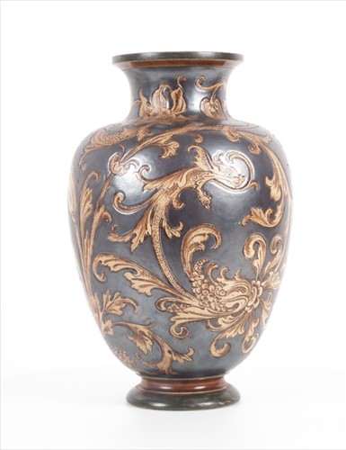Lot 210 - A Martin Brothers earthenware vase of baluster...