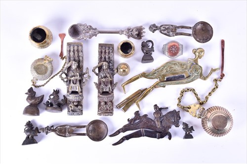 Lot 160 - A collection of Indian brass and metal-ware...