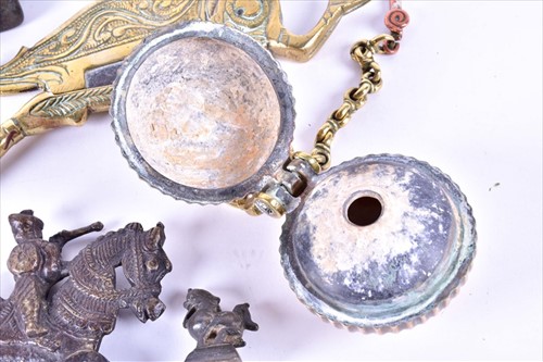 Lot 160 - A collection of Indian brass and metal-ware...
