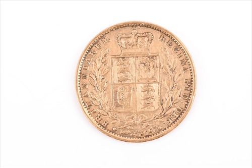 Lot 375 - A Queen Victoria Young Head sovereign with...