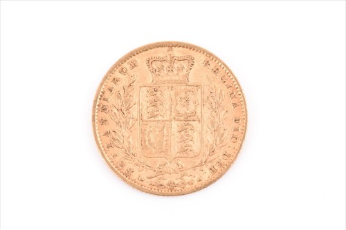 Lot 365 - A Queen Victoria Young Head sovereign with...