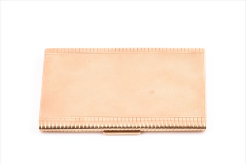 Lot 356 - A 14ct gold cigarette case with hinged cover...