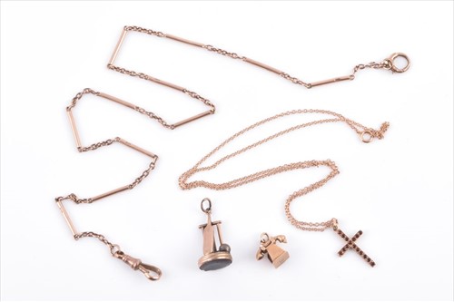 Lot 691 - A 9ct rose gold fancy-link necklace possible...