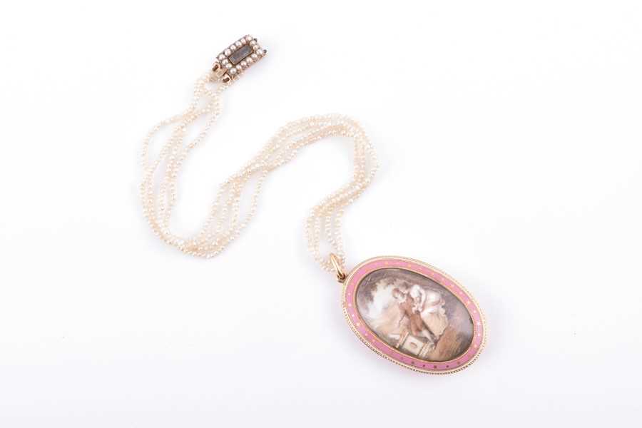 Lot 533 - A 19th century gold and enamel portrait...