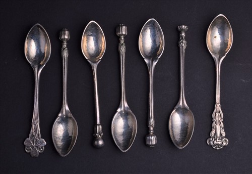 Lot 375 - Omar Ramsden: a group of seven silver spoons...