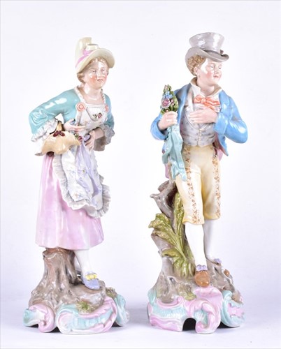 Lot 198 - A pair of large Continental porcelain figures...