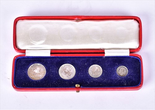 Lot 391 - A George V 1929 Maundy Money four-coin set rev...