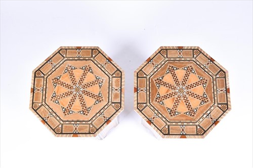 Lot 81 - A pair of 20th century inlaid Moroccan style...