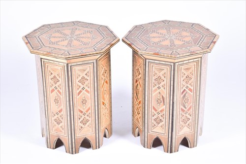 Lot 81 - A pair of 20th century inlaid Moroccan style...
