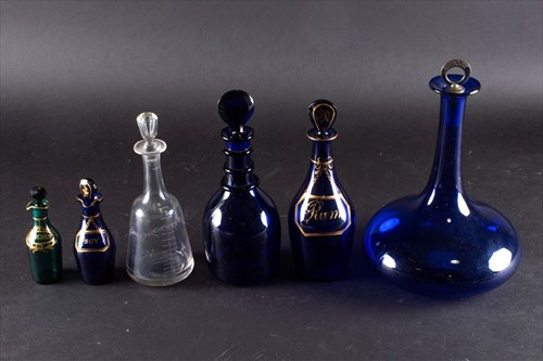 Lot 203 - A group of six 19th century glass decanters...