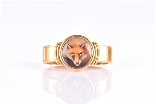 Lot 683 - An unusual 19th century yellow gold and enamel...