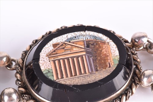 Lot 681 - A micro mosaic bracelet set with five oval...