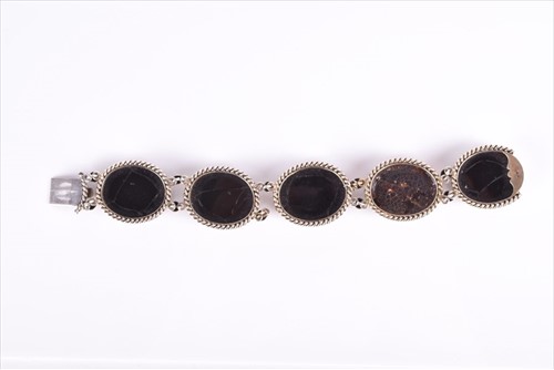 Lot 681 - A micro mosaic bracelet set with five oval...