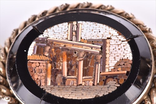 Lot 681 - A micro mosaic bracelet set with five oval...