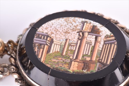 Lot 681 - A micro mosaic bracelet set with five oval...