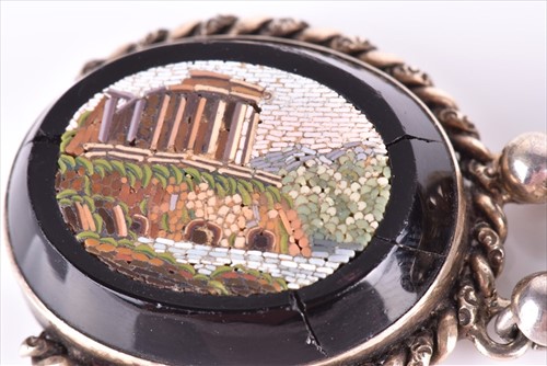 Lot 681 - A micro mosaic bracelet set with five oval...