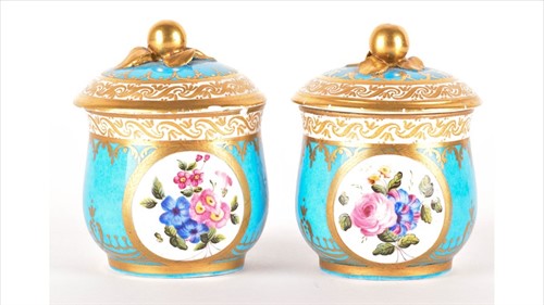 Lot 230 - A pair of 18th century Sevres style porcelain...