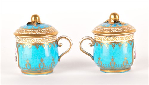 Lot 230 - A pair of 18th century Sevres style porcelain...