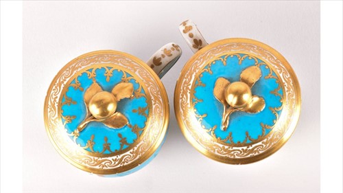 Lot 230 - A pair of 18th century Sevres style porcelain...