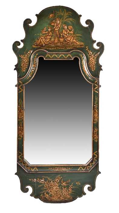 Lot 66 - A Queen Anne style Chinoiserie lacquer mirror...