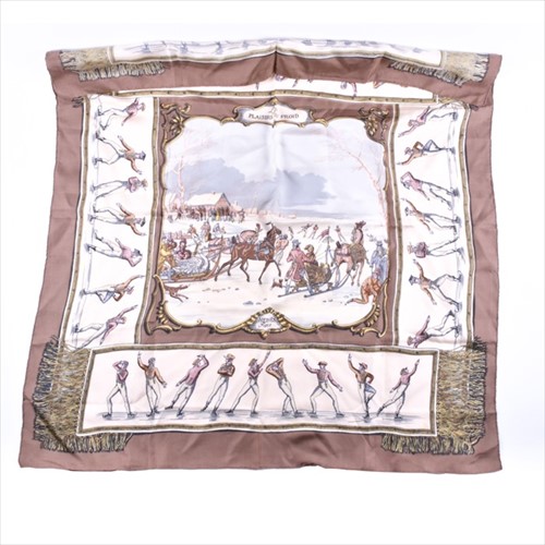 Lot 337 - Two vintage Hermes silk scarves to include one...