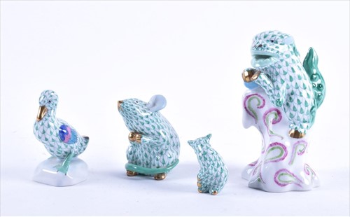 Lot 291 - A collection of four Herend porcelain animals...