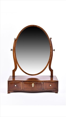 Lot 49 - An Edwardian mahogany and strung toilet mirror...
