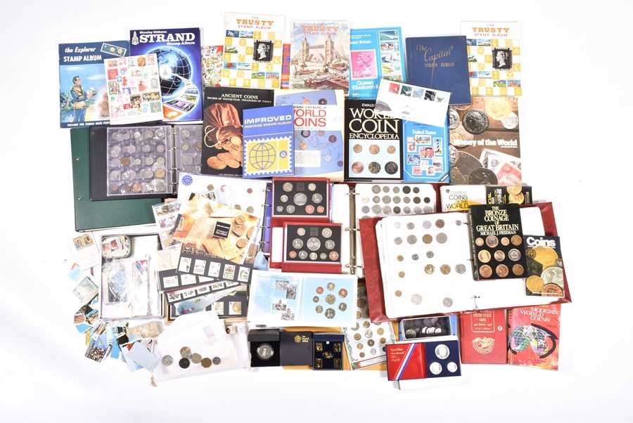 Lot 418 - A large quantity of coins and stamps to...