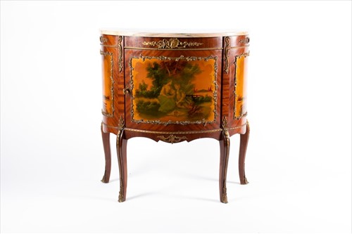 Lot 117 - A Louis XV style demi lune cabinetÂ with...