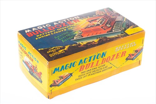 Lot 191 - A Japanese tinplate Magic Action Bulldozer in...