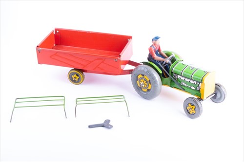 Lot 191 - A Japanese tinplate Magic Action Bulldozer in...