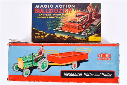 Lot 191 - A Japanese tinplate Magic Action Bulldozer in...