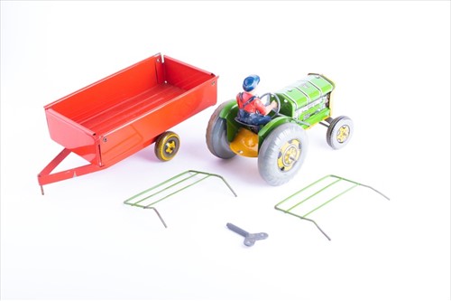 Lot 191 - A Japanese tinplate Magic Action Bulldozer in...