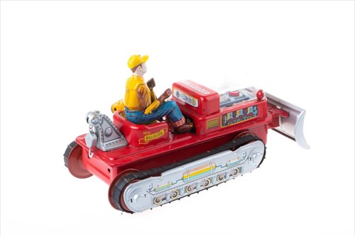 Lot 191 - A Japanese tinplate Magic Action Bulldozer in...